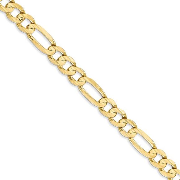 Men's 6mm, 10k Yellow Gold, Concave Figaro Chain Necklace, 18 Inch - Picture 1 of 8